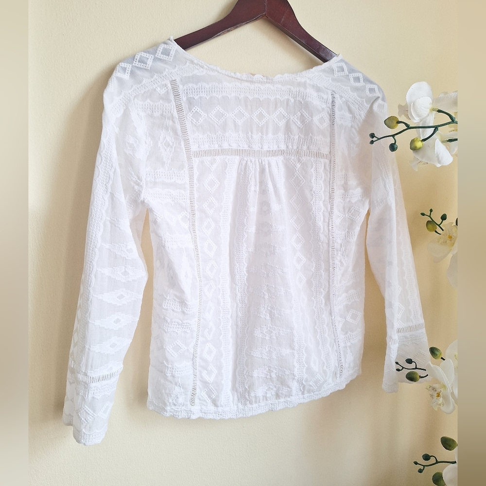 Rebecca Taylor Elegant White Lace Blouse - Picture 2 of 8